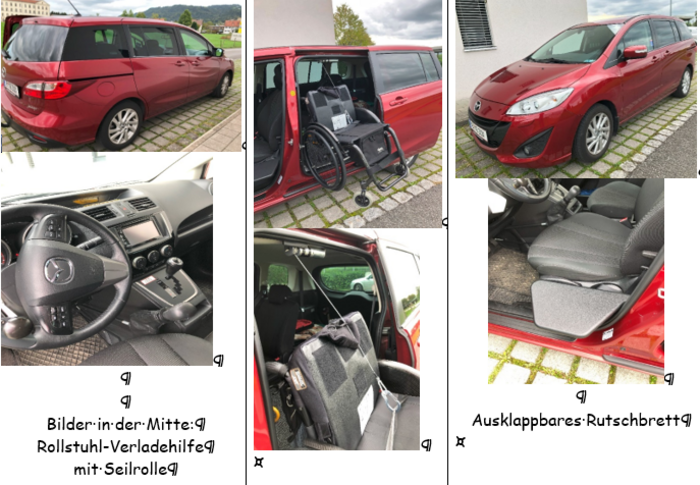 Einzelne Fotos des roten Mercedes in einer Bildgalerie